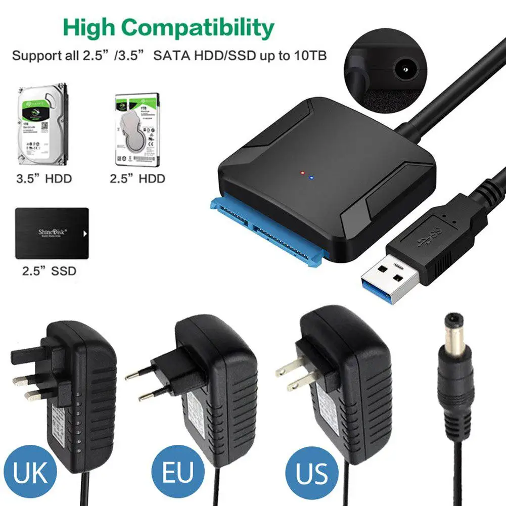 Компьютерный разъем USB 3 0 для Sata адаптер USB3.0 кабель конвертер жесткого диска + 12v 2A