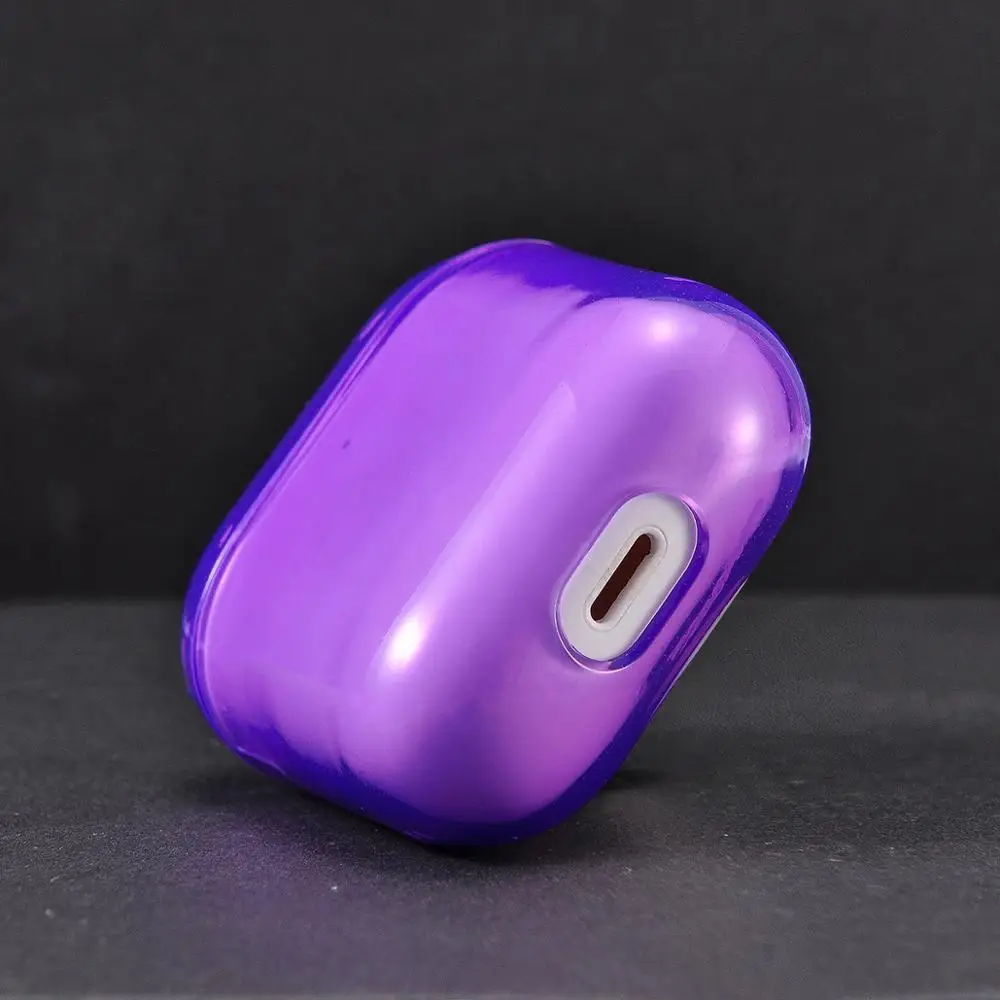 Мягкий чехол для наушников Apple Airpods 1/2 цветной фиолетовый прозрачный роскошный