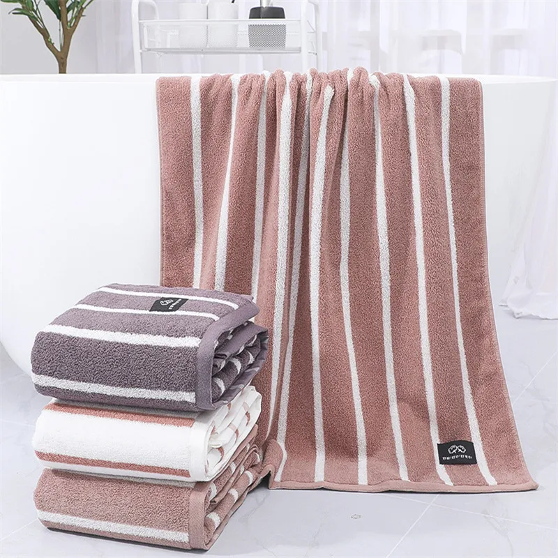

70x140cm Pure Cotton Striped Super Absorbent Adult Bath Towel Thick Soft Home Hotel Bathroom Comfortable Cloth