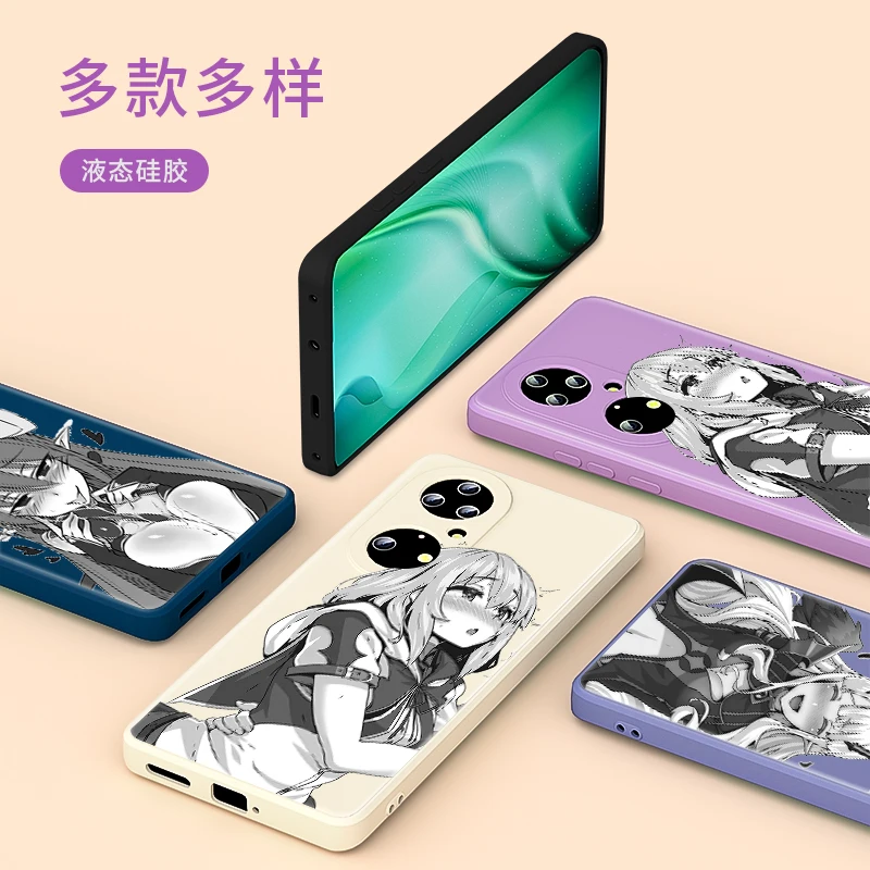 

Hot Anime Sexy Girl For Huawei P50 P40 P30 P20 5G Lite P Smart Z Pro Plus 2021 2019 Liquid Silicone Soft Phone Case
