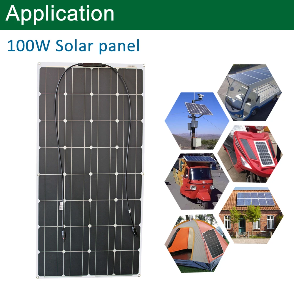 300 Вт Панель солнечных батарей 100 200 Гибкая панель 12 в 24 В|Комплекты солнечного
