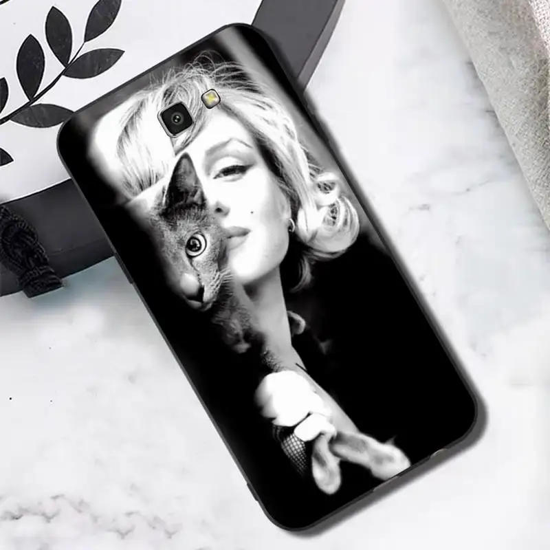 TOPLBPCS Мэрилин Монро с котом окрашенный чехол для телефона Samsung J6 J7 J2 J5 prime J4 J8 2016 2017