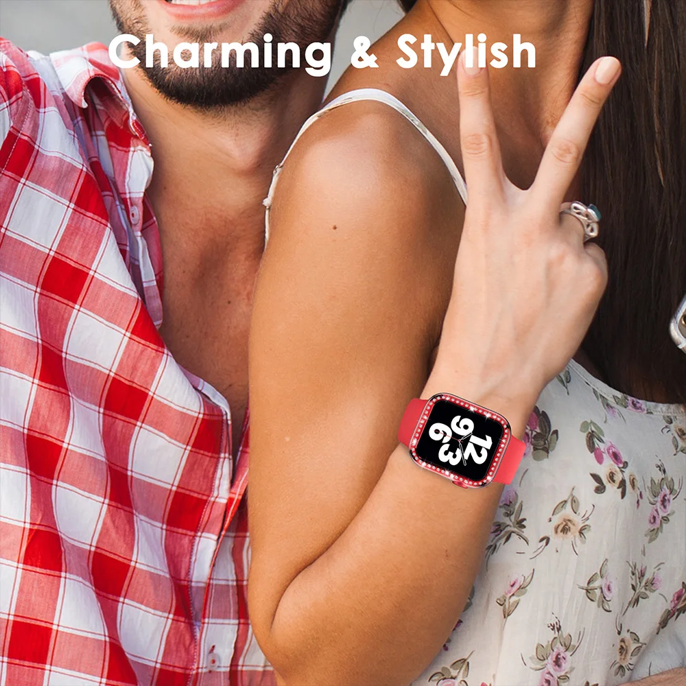 Алмазный защитный чехол для Apple Watch крышка 45 мм 41 38 42 40 44 блестящий Кристальный
