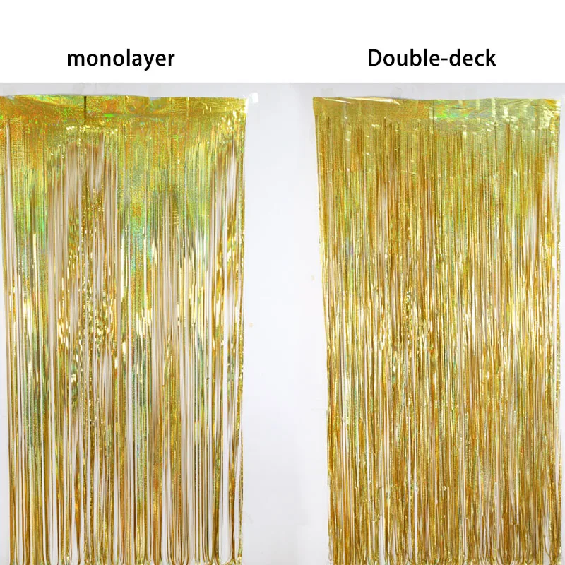Блестящая Лазерная дождевая занавеска металлическая зеркальная с бахромой