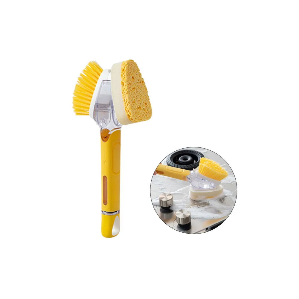 

Щетка для мытья кухни, двусторонняя губка, бытовой инструмент для мытья посуды, многофункциональный автоматический диспенсер жидкости