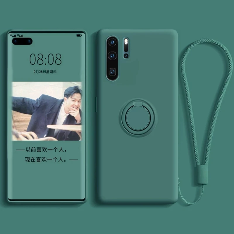 

Magnetic Ring Holder Strap Phone Case For Huawei Mate Honor 5G V40 30S Pro Plus 20 30 40 V30 X10 Lite Soft Liquid Silicone Cover