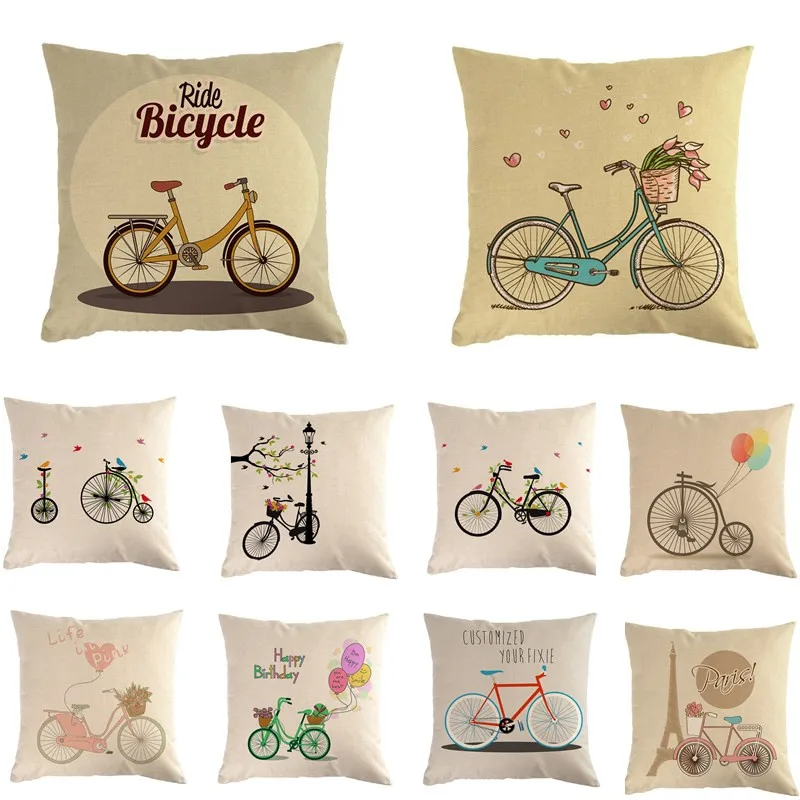 Декоративный чехол для подушки на велосипед 45 х45 см|Наволочки| |