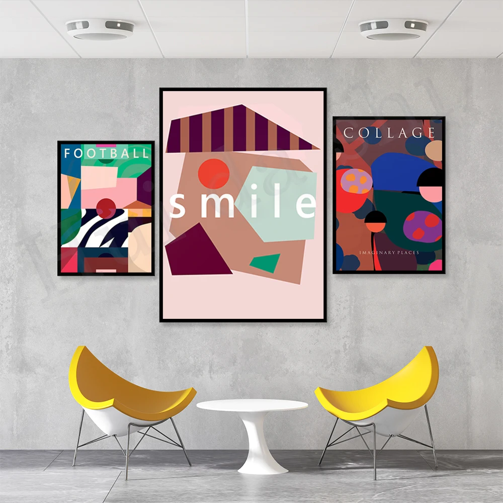 

FOOTBALL, Graphic Colorful Illustration of Football Field, Soccer Sport Wall Art Poster