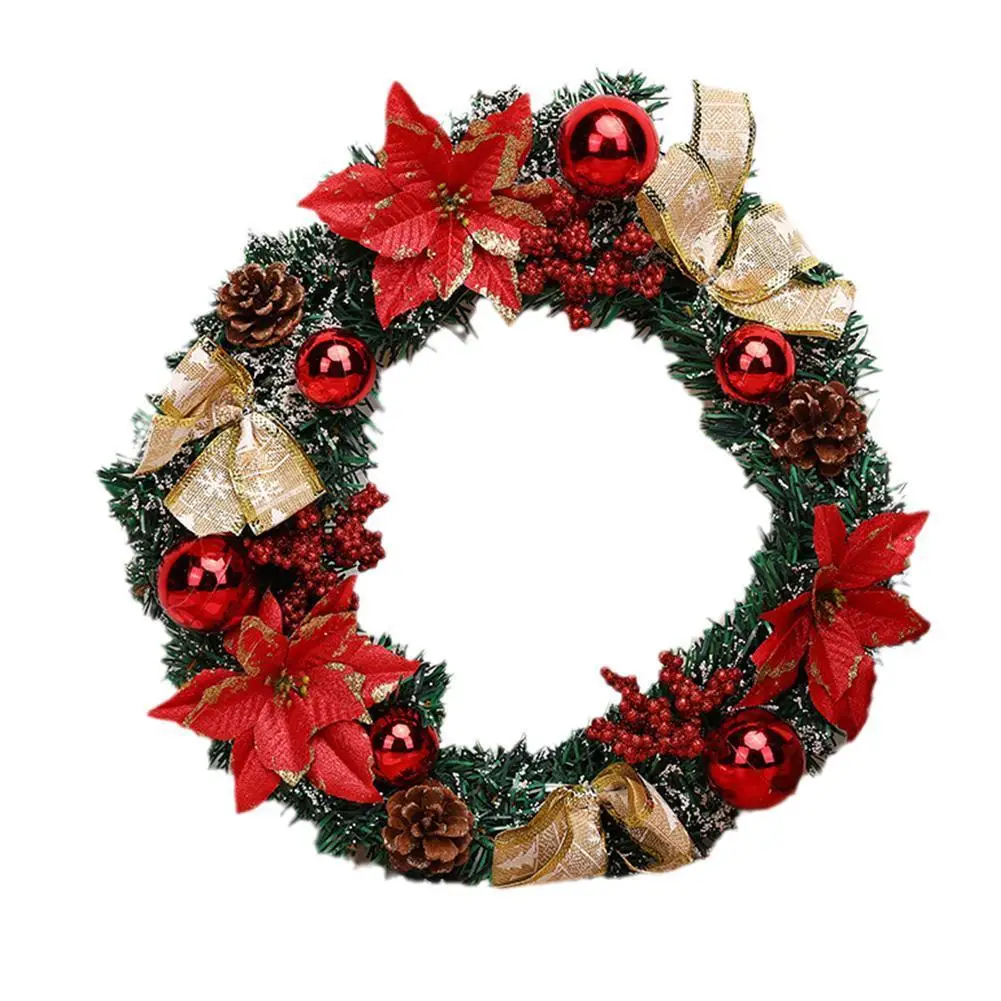 

Christmas Rattan Wreath With LED Light Front Door Home Party Hanging Garland Wreath Arrangement Xmas Ornaments