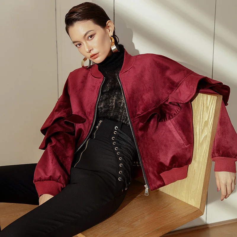 Бархатная куртка-бомбер женская короткая бейсбольная одежда Гонконг винтажное