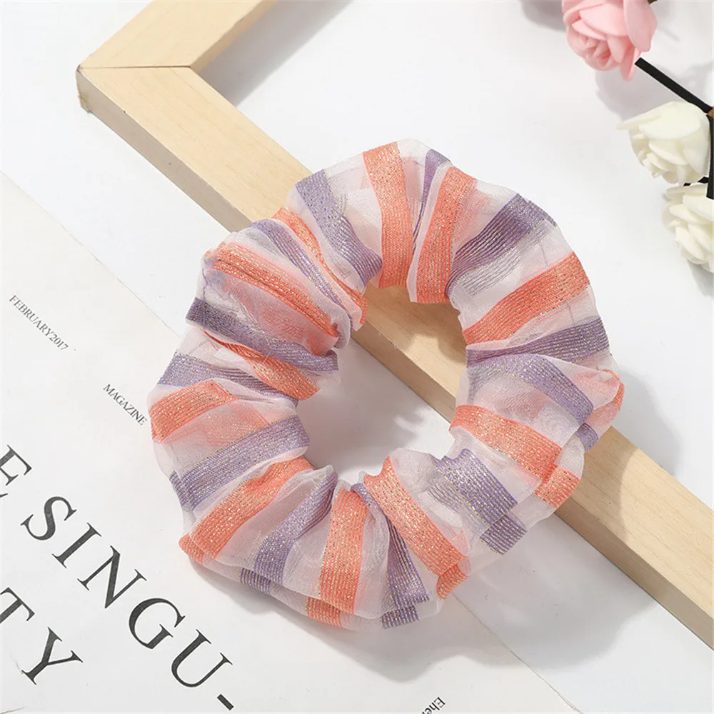 Рождественские резинки для девочек красочная Радужная ткань эластичные волос