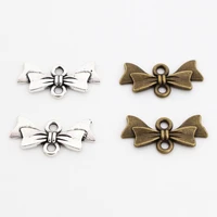 20x10mm 30pcs antique silver plated and bronze plated bow tie handmade charms pendantdiy for bracelet necklace
