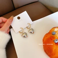 wholesale silver plated love pendant hoop ear clip factory women earrings drop shipping gift