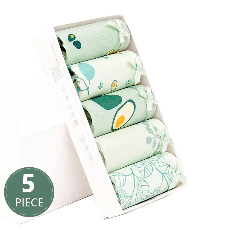 

5Pcs Fashion Print Women Panties Pure Cotton Breathable Female Underwear Seamless Cute Bow Young Girls Briefs Sexy Pantys