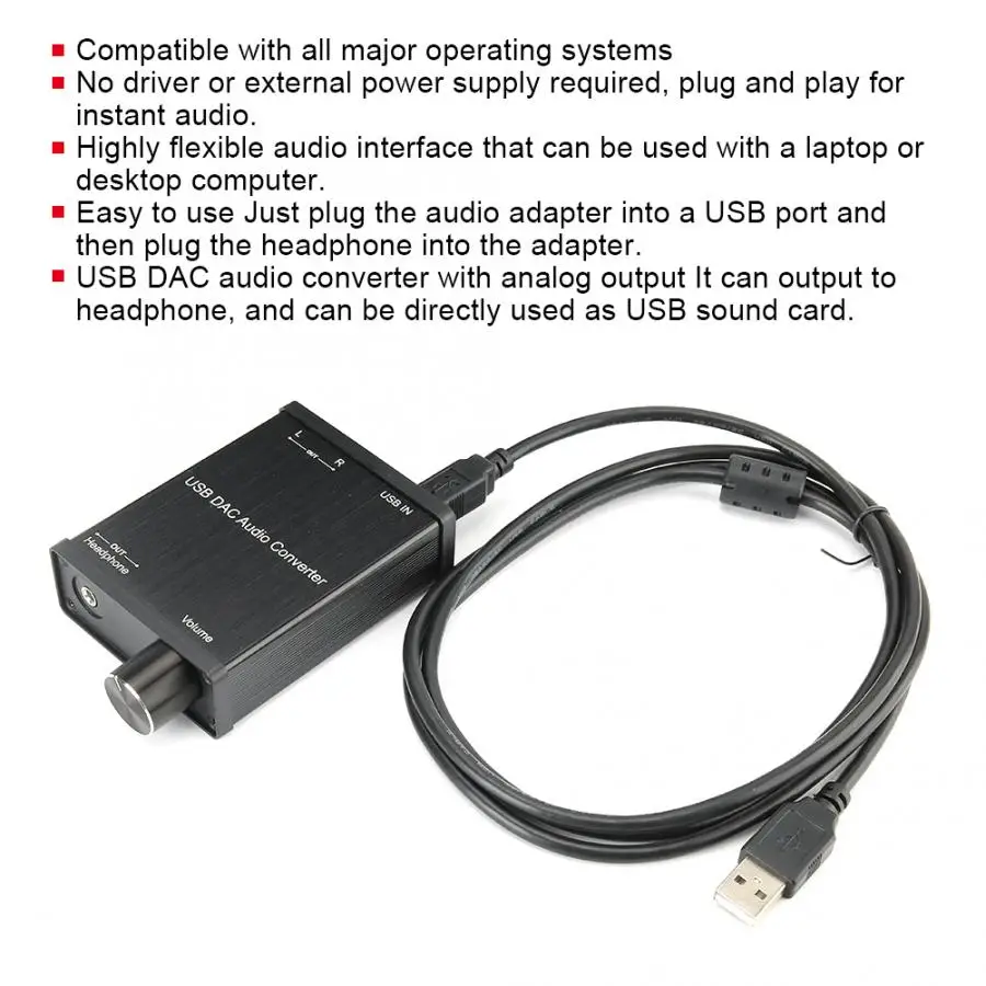 GV-022 USB звуковая карта Plug and Play DAC R/L/стерео аудио конвертер адаптер для Windows/Mac OS X/PS4 |