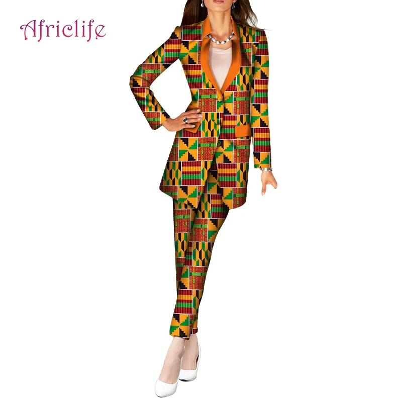 

Spring African Print Blazer Suits Wax Cotton Plus Size Custom Fashion Women Clothing WY6083