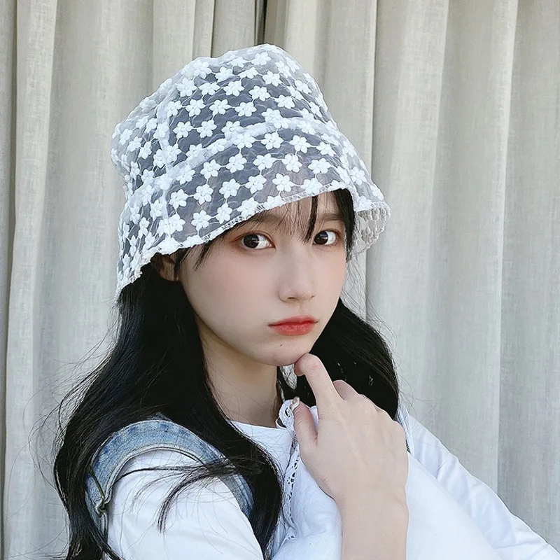 Hat female Korean version of the tide retro temperament lace sunscreen hat fisherman light net red breathab | Аксессуары для