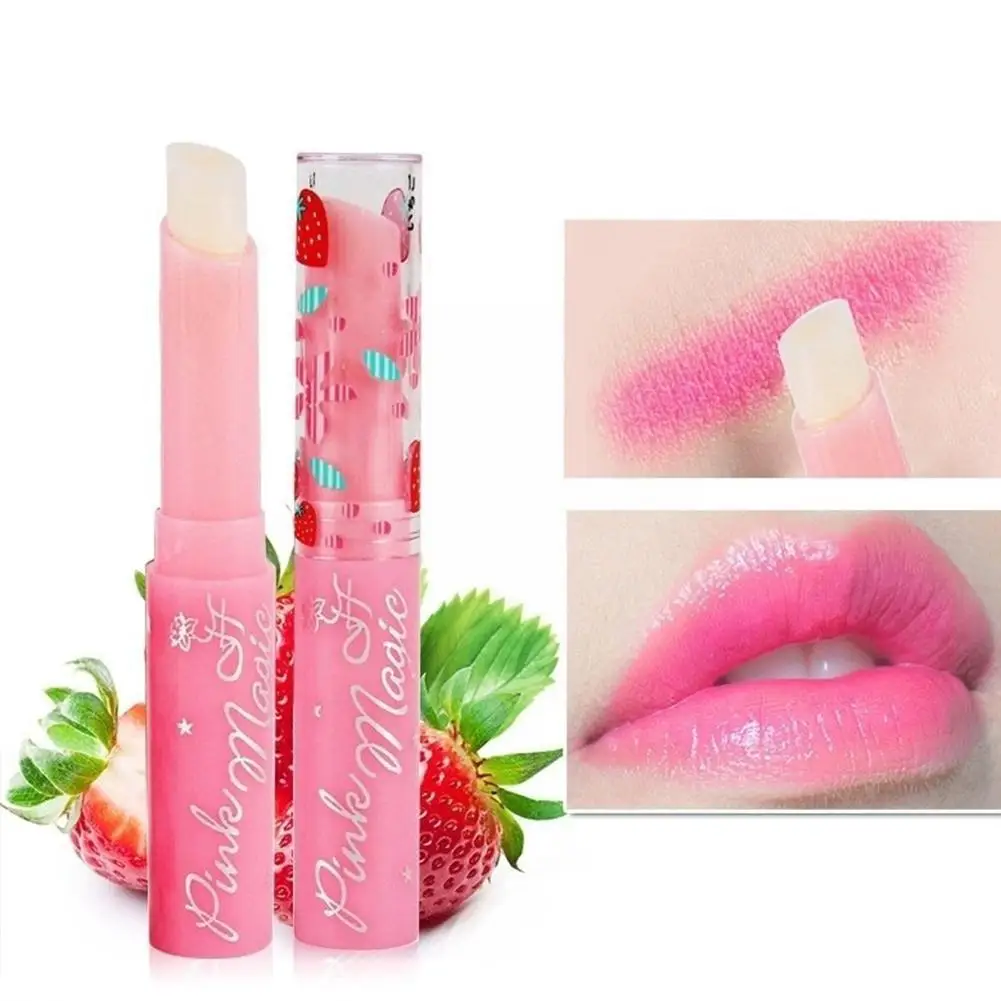 

Strawberry Moisturizing Lipstick Nonstick cup Color Easy Nourishing Balm to Lasting lipstick changing Long Lips color Cosme G0D7
