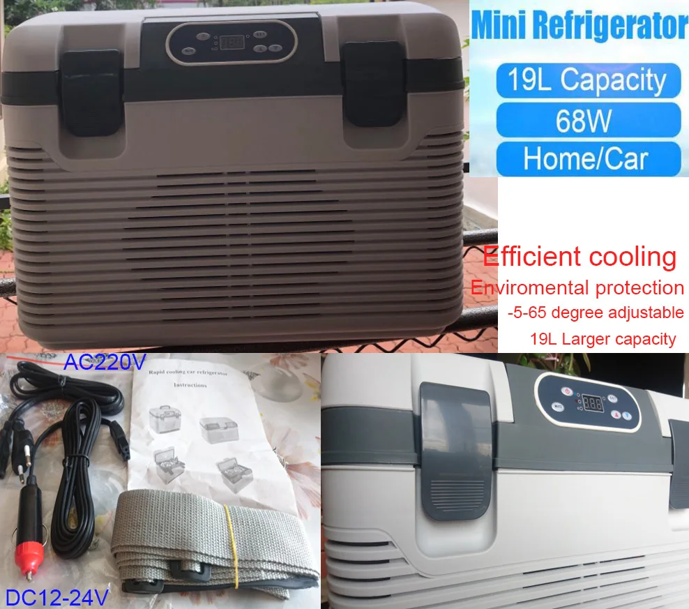 Автомобильный холодильник 19л с нагревом DC12 24V/AC220V Холодильный компрессор для