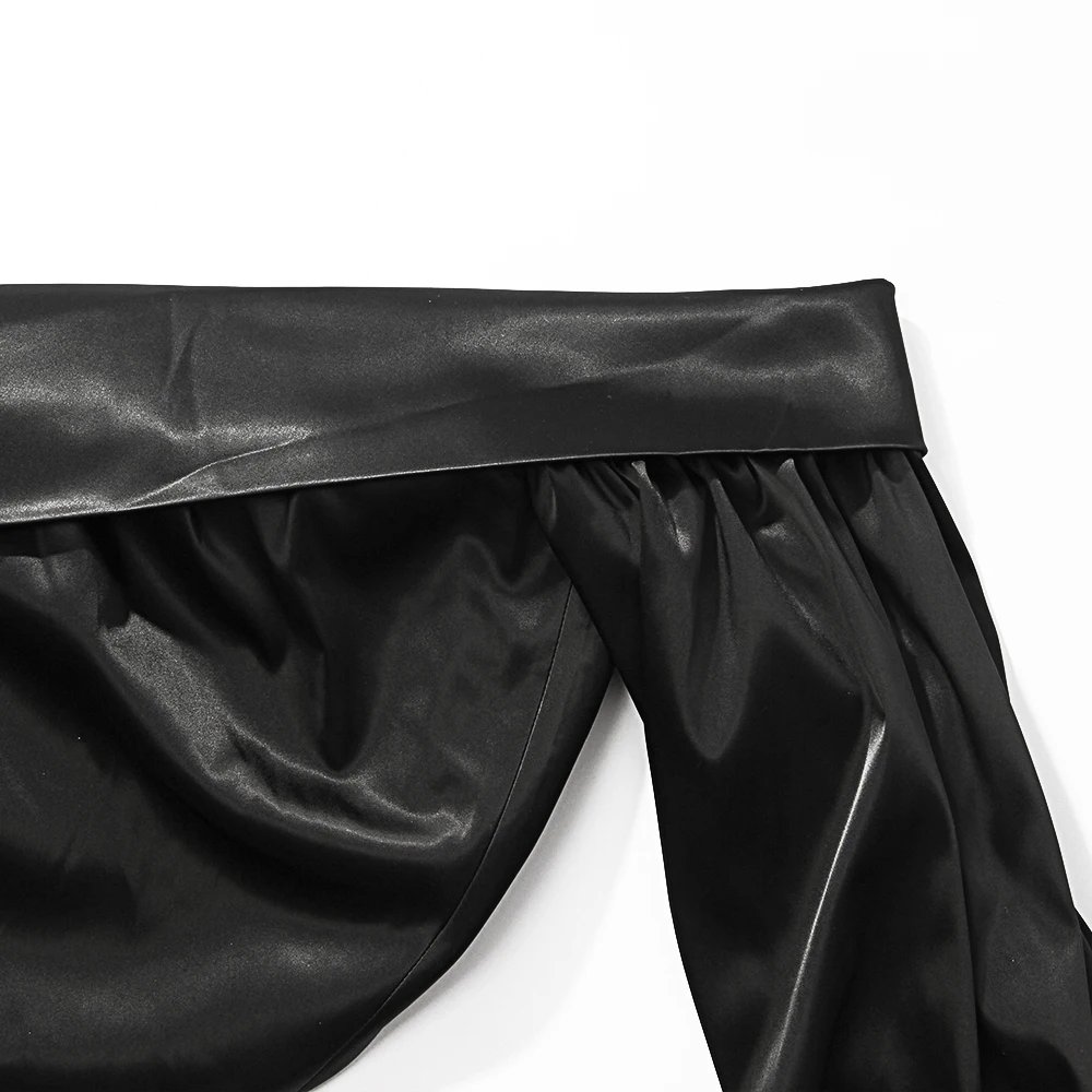

Fyrneh Crop Top Women Long Sleeve Blouses Off Shoulder Blackless Elegant Shirts Sexy Satin Corset Top