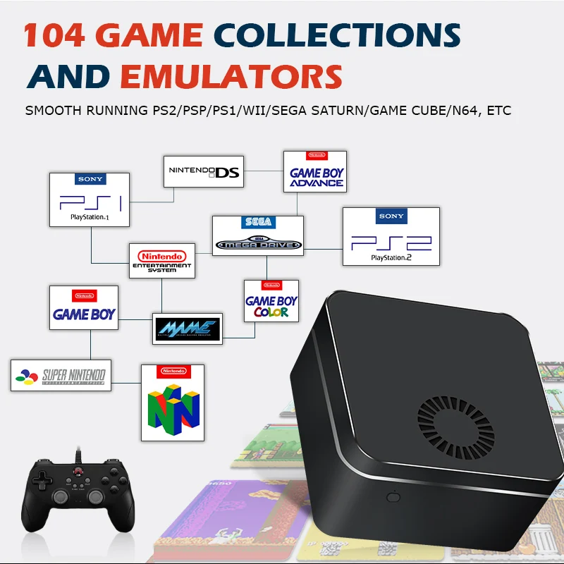 Супер консоль для видеоигр в ретро стиле X PC Mini Box PS2/PS1/WII/SS/N64 Windows 11 PRO UHD игровой