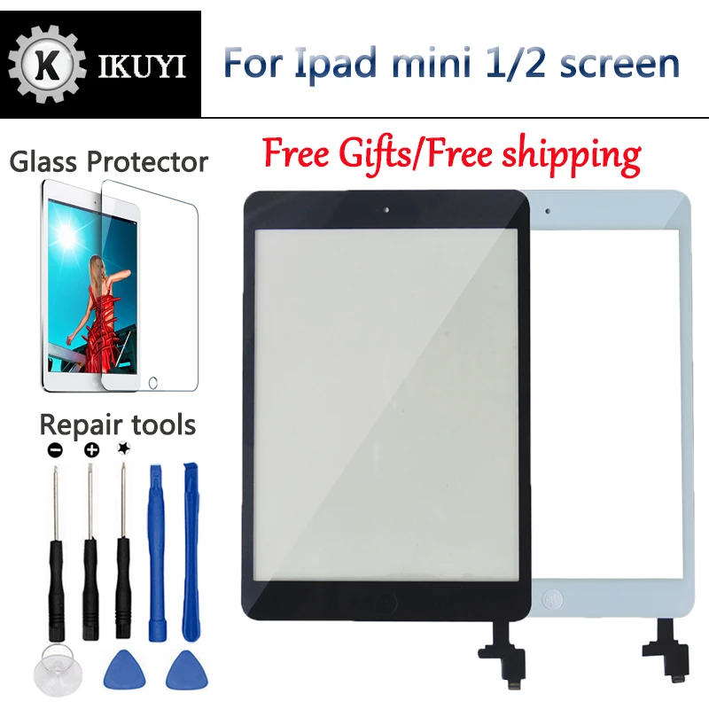 

New For iPad Mini Screen 1 iPad Mini 2 Touch Screen A1432 A1454 A1455 A1489 A1490 A149 Digitizer IC Cable Home Button Mini2