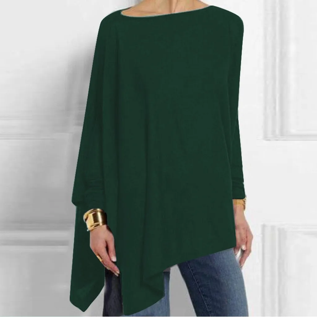 

Blusas Women Casual Long Sleeve Cotton Blouse Spring Loose Irregular Shirt Female Solid Sweatshirt Female Tops Pullover 5XL