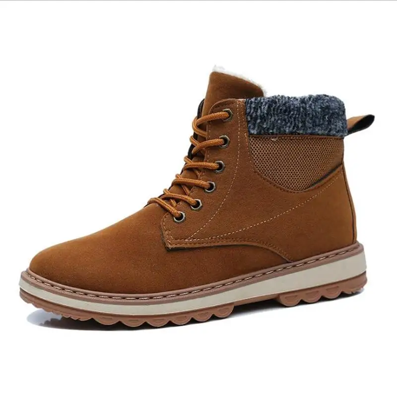 

2019 Winter New Warm Plus Cotton Fashion Color Matching Stitching Plus Velvet Trend Non-slip Climbing Men's Snow Boots