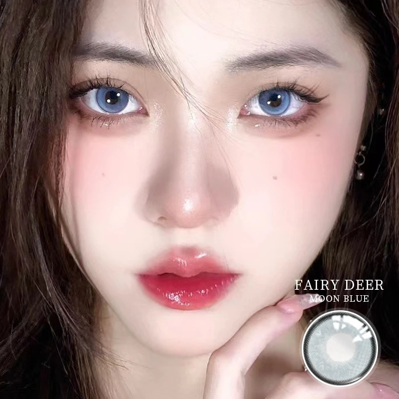 ovolook 2pcspair natural color lens eyes yearly use blue prescription colored contact lenses for eyes beauty cosmetic lens 14mm free global shipping