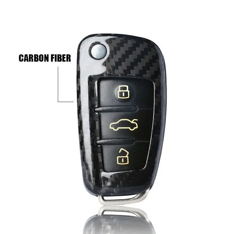 

1Pcs Black 100% Carbon Fiber Car Remote Smart Key Fob Cover For Audi A1 A4 A3 A6 A7 A8 Q3 Q5 TT
