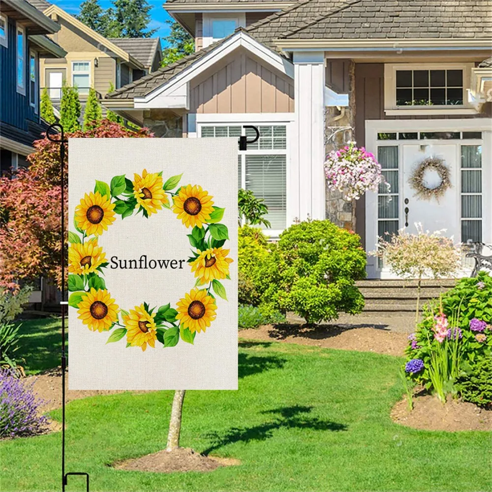 

Sunflower Printing Banner Flag Outdoor Decoration Garden Flag Hanging Welcome Garden Decoration Festival Decoration Accessories