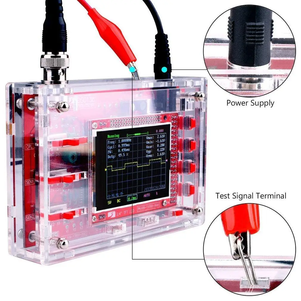 DSO138 2 4 &quotцифровой осциллограф TFT Набор diy части + акриловый DIY Чехол|Осциллографы| |