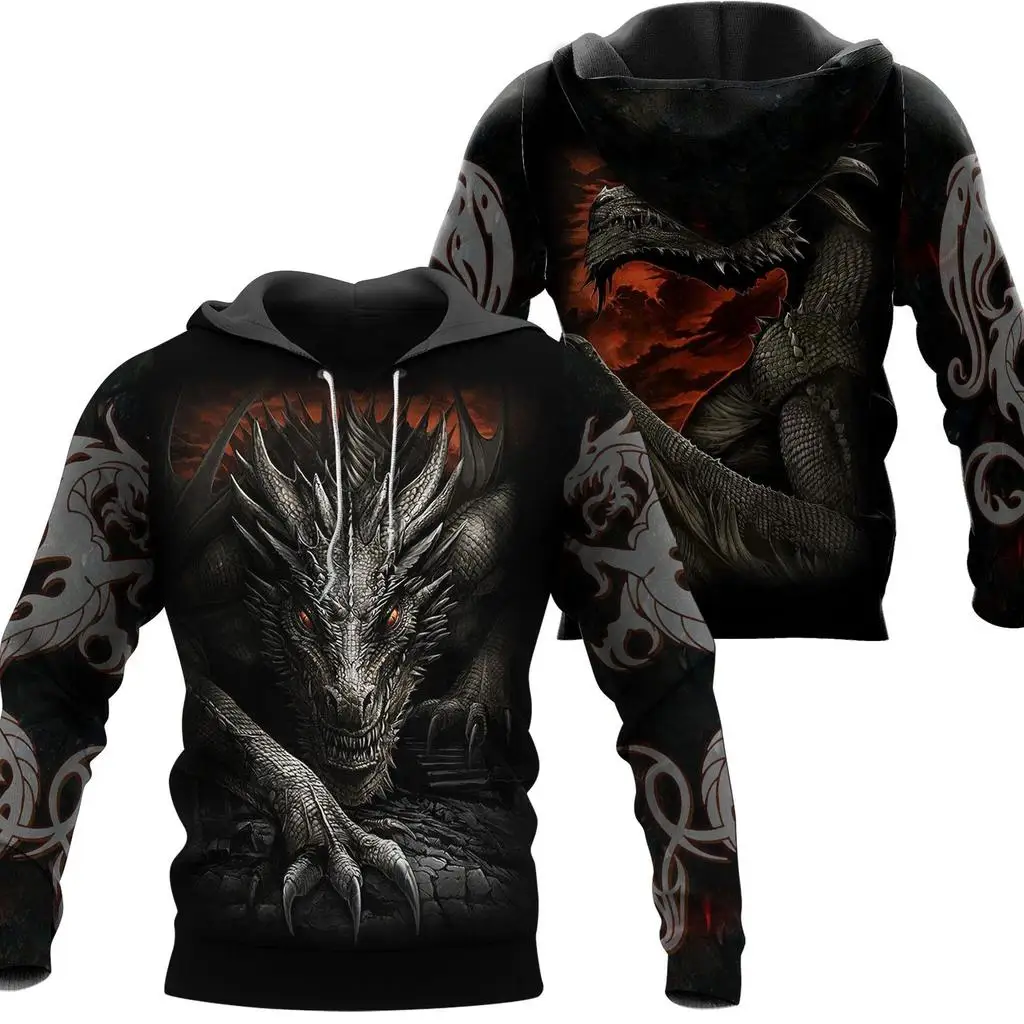 

2021 sports personality street comfortable 3d printed dragon hoodie men's sweatshirt unisex pullover casual jacket