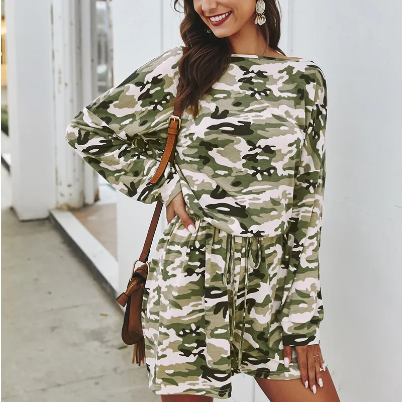 

Новинка весны летнее платье для женщин с камуфляжным принтом повседневные Романтический женский комбинезон