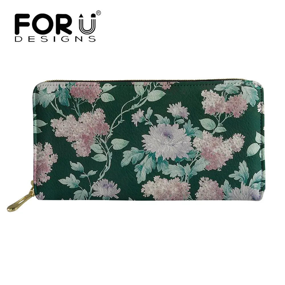 

FORUDESIGNS красивый цветочный дизайн, женский кожаный кошелек, Длинный кошелек из искусственной кожи для подростков, повседневный клатч для веч...