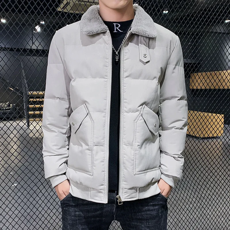

Men's Jacket Winter Cotton Down Jacket KoreanTrend Net Black Thick Lapel Youth Slim Warm Parka Coat Jacket Men's Clothing