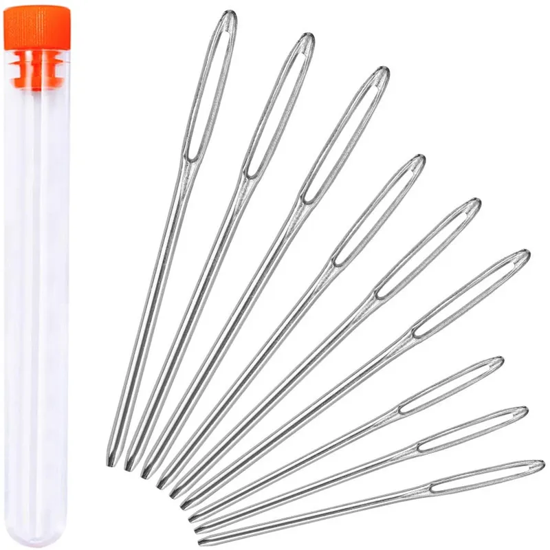

KAOBUY 9 PCS Large-Eye Blunt Needles Stainless Steel Yarn Knitting Needles Leather Sewing Needle Hand Sewing tools