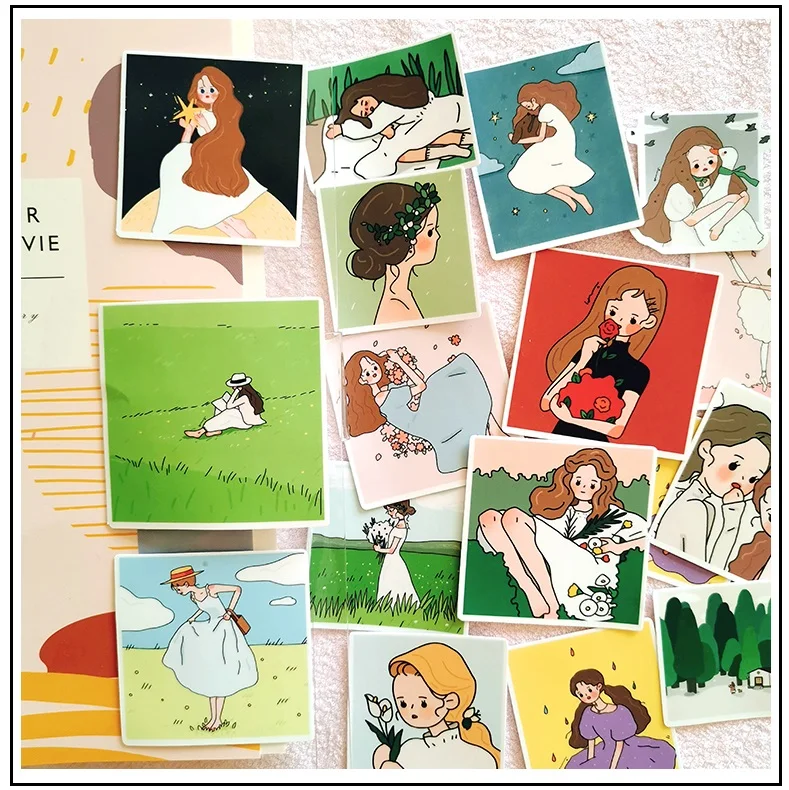 

17Pcs/Bag Hand Draw Cute Girl Daily Life Sticker DIY Craft Scrapbooking Album Junk Journal Happy Planner Decorative Stickers