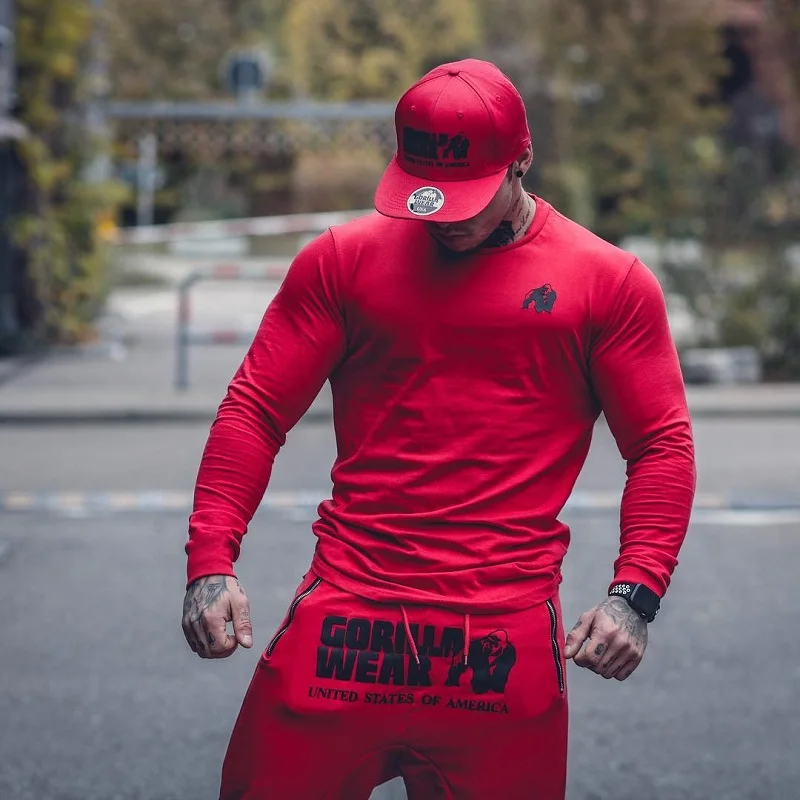 Cotton Long Gym Shirt Sport T Shirt Men Run Jogging Fitness T-shirt Compression Shirts Tops Male Running Shirt Men Clothing