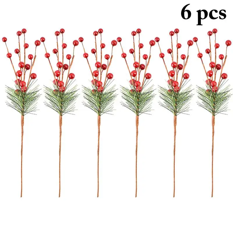 6 шт. красный смешанный искусственный цветок вишневые ягоды с тычинками Набор DIY