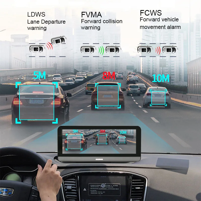 Автомобильный видеорегистратор Anfilite 8 дюймов 4G ADAS GPS Android 5 1 Wi-Fi FHD 1080P мониторинг