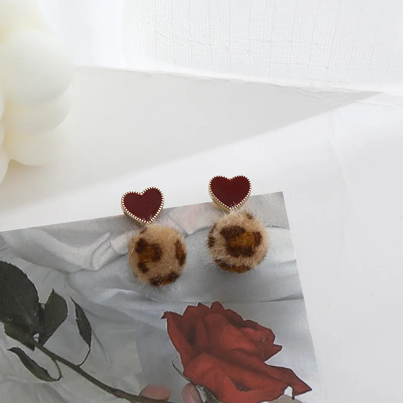 Милые бархатные висячие серьги с леопардовым принтом для девушек женские