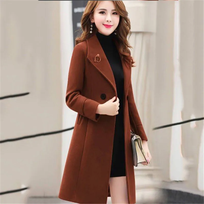 Осенне-зимнее шерстяное пальто для женщин Новое поступление 2019 Корейская