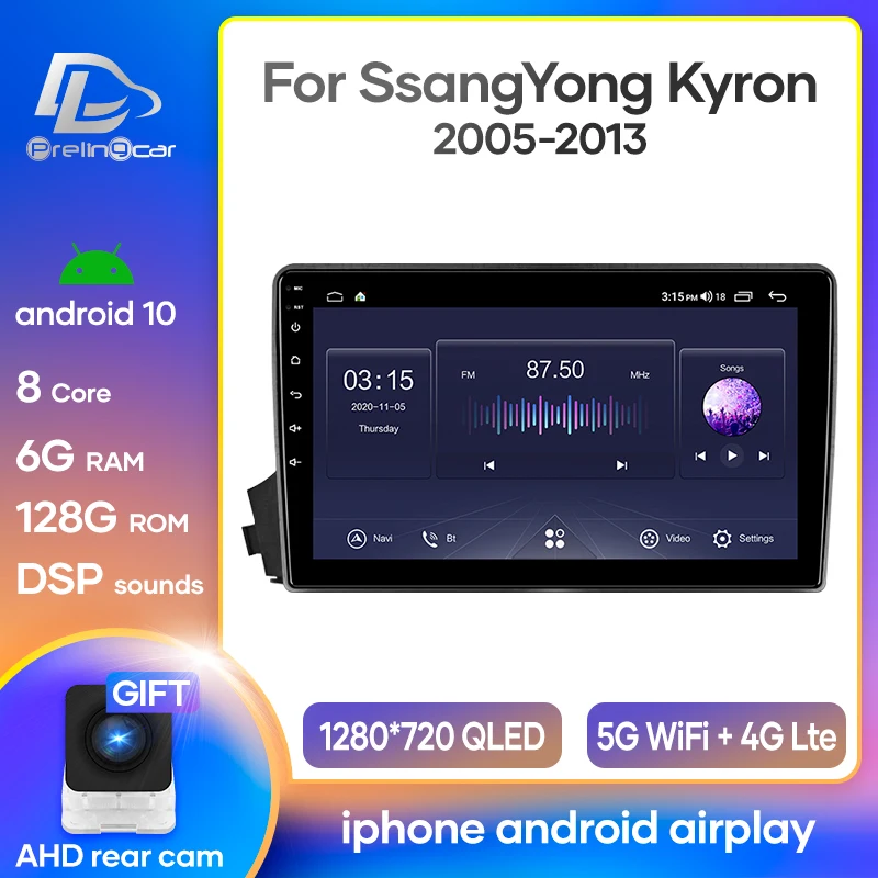 Prelingcar Android 10 0 для Ssang yong Ssangyong Actyon Kyron Автомагнитола мультимедийный видеоплеер GPS
