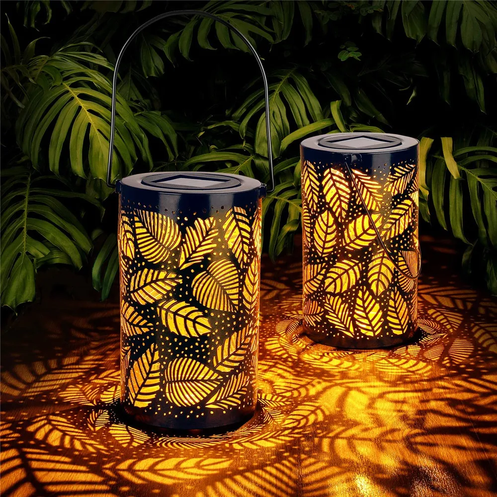 

Solar Retro Iron Night Light Hanging Portable Hollow Metal Lantern Lamp for Outdoor Garden Courtyard Lawn Landscape Decorations