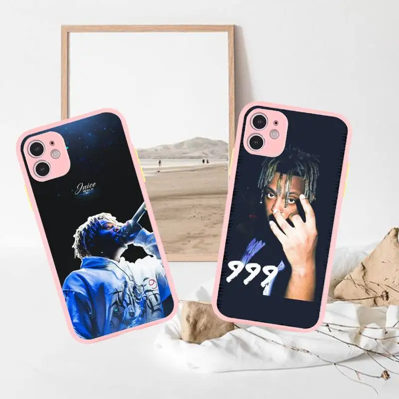 

Juice WRLD Phone Case For iPhone 13 12 11 Mini Pro XR XS Max 7 8 Plus X Matte transparent Pink Back Cover
