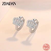 zdadan new 925 sterling silver small crown earrings for woman pendant wedding jewelry gifts