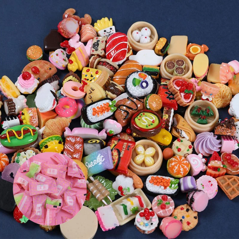 

10pcs Non-repetitive Miniature Food Play Blind Box Blind Bag Resin DIY Food