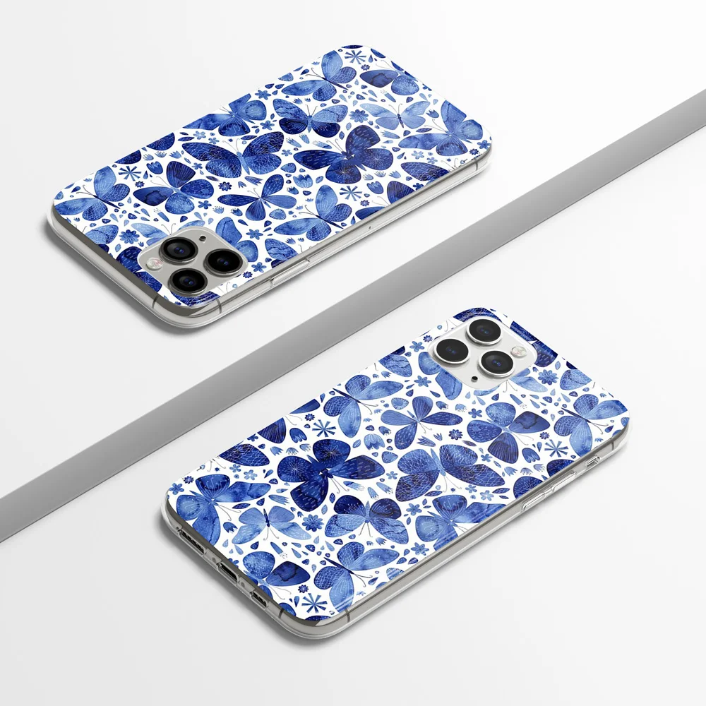 

Blue Butterflies Pattern Soft TPU Cell Phone Cover Case for IPhone 11 X XR XS Pro Max Mobile Protection Back Cover