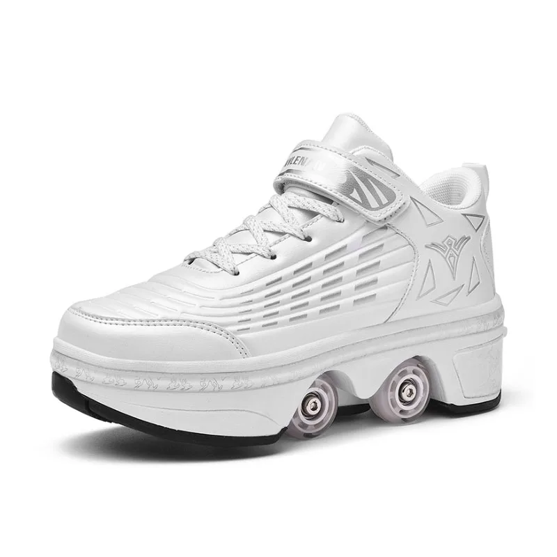 

Retractable Roller Skate Shoes 4 Wheels Invisible Deformation Roller Skate 2 in 1 Removable Pulley Skates Skating